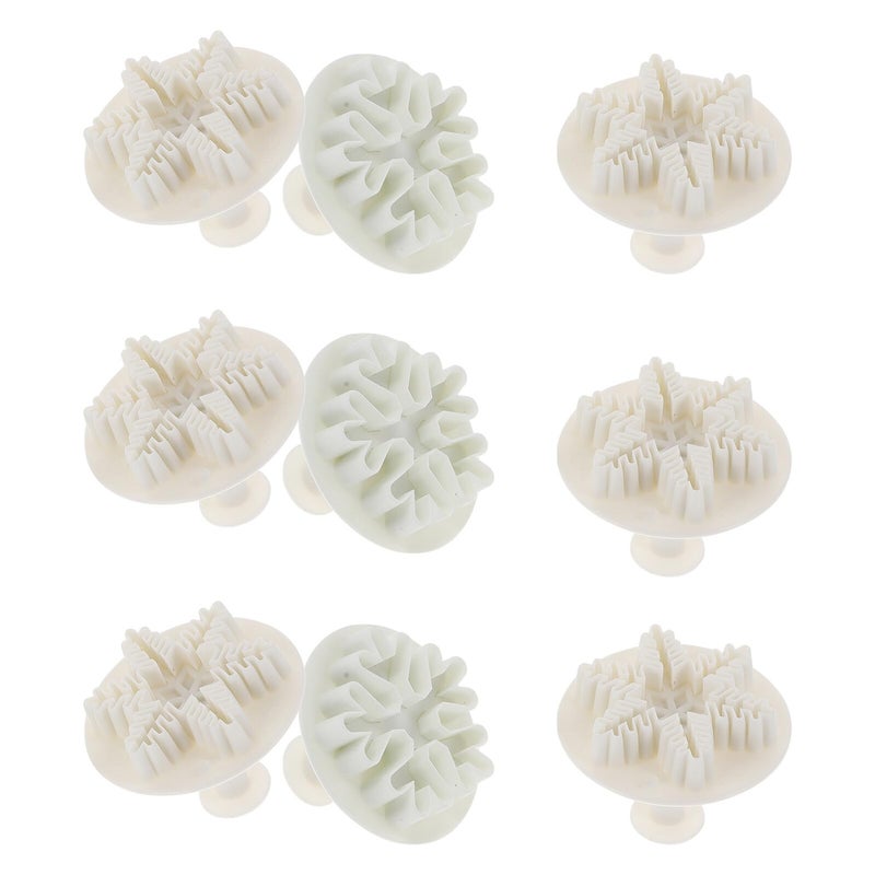 9Pcs Snowflake Cookie Cutters Plunger Molds Baking Tools Set For DIY Biscuits Cake Decoration - Image 2