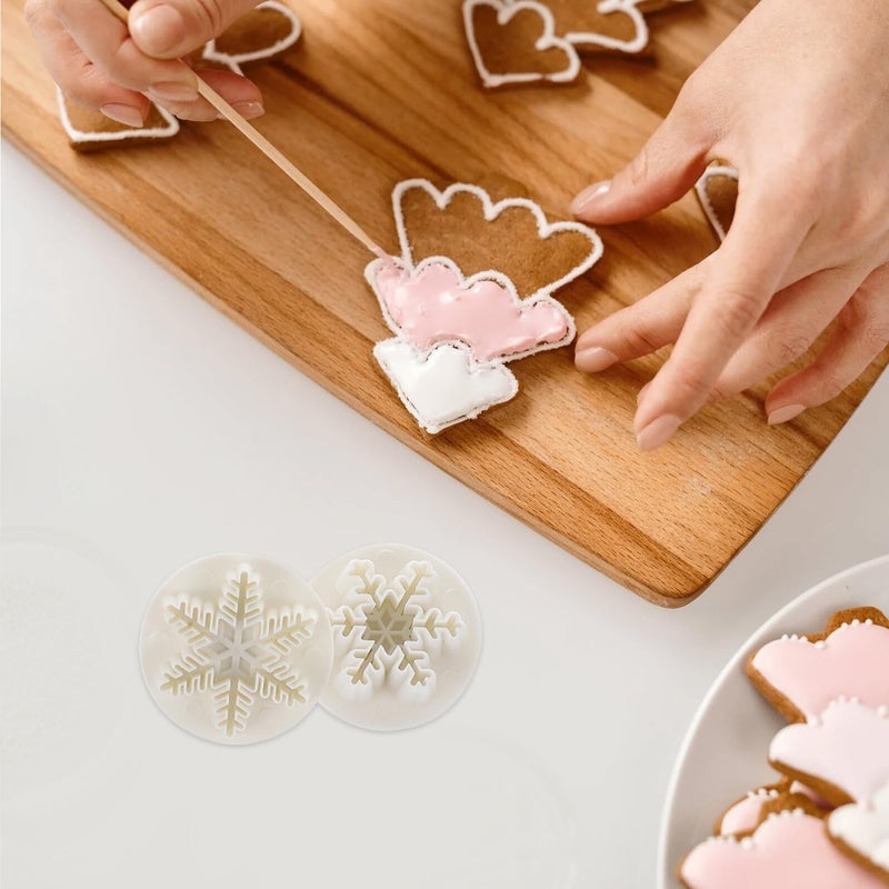 9Pcs Snowflake Cookie Cutters Plunger Molds Baking Tools Set For DIY Biscuits Cake Decoration - Image 4