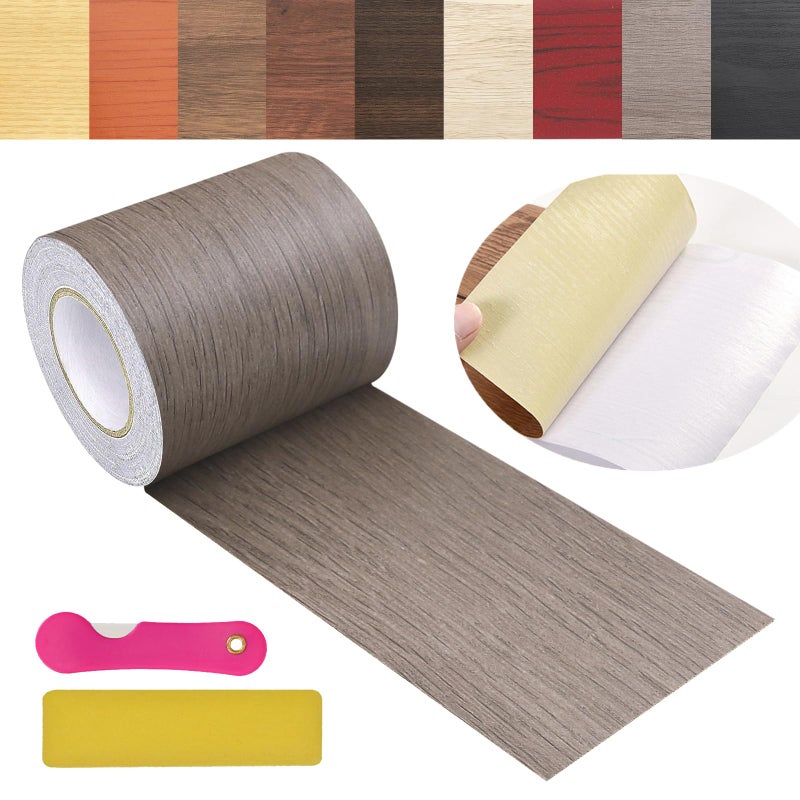 ZERNBER Wood Grain Repair Tape, 2.4 inch X 32ft Self Adhesive Wood Colored Tape for Tables, Chairs, Baseboards, Doors, Windows, Floors, Handicraft DIY. - Image 1