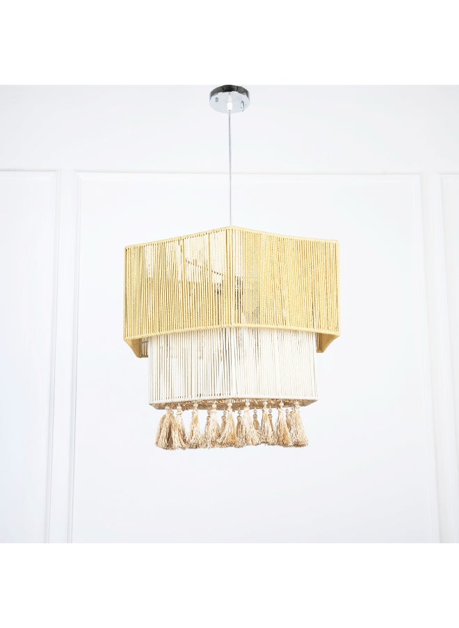 tbshomelamp Macrame-Boho Fabric Celling Lighting Beige 45x45 cm 