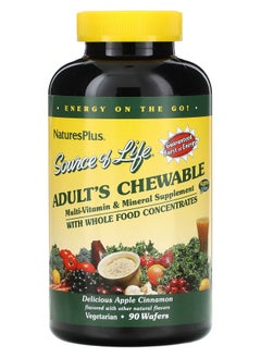 NaturesPlus Source of Life Adult's Chewable Multi-Vitamin & Mineral Supplement Delicious Apple Cinnamon 90 Wafers 