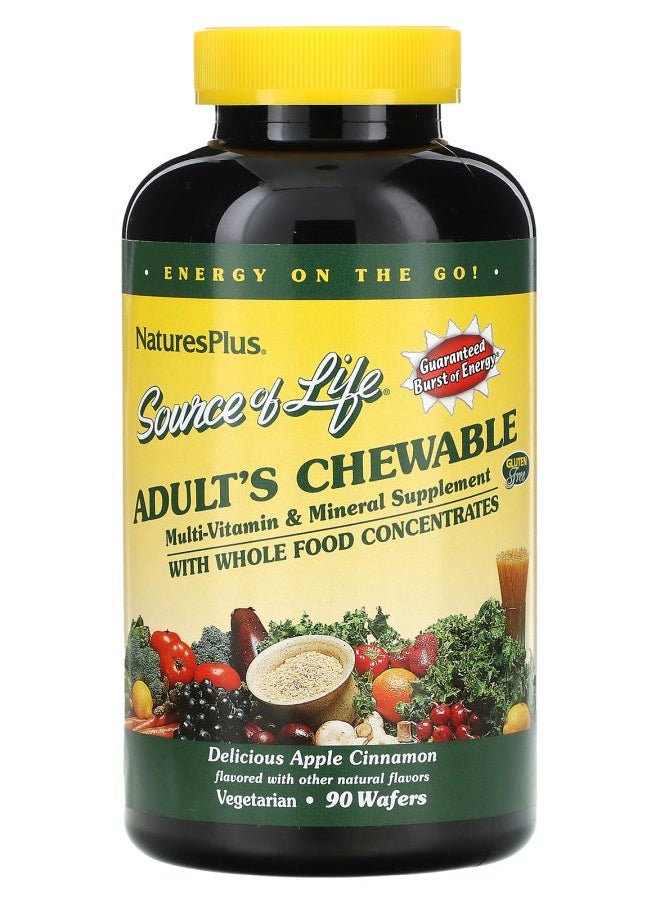NaturesPlus - Source of Life Adult's Chewable Multi-Vitamin & Mineral Supplement Delicious Apple Cinnamon 90 Wafers - Image 1