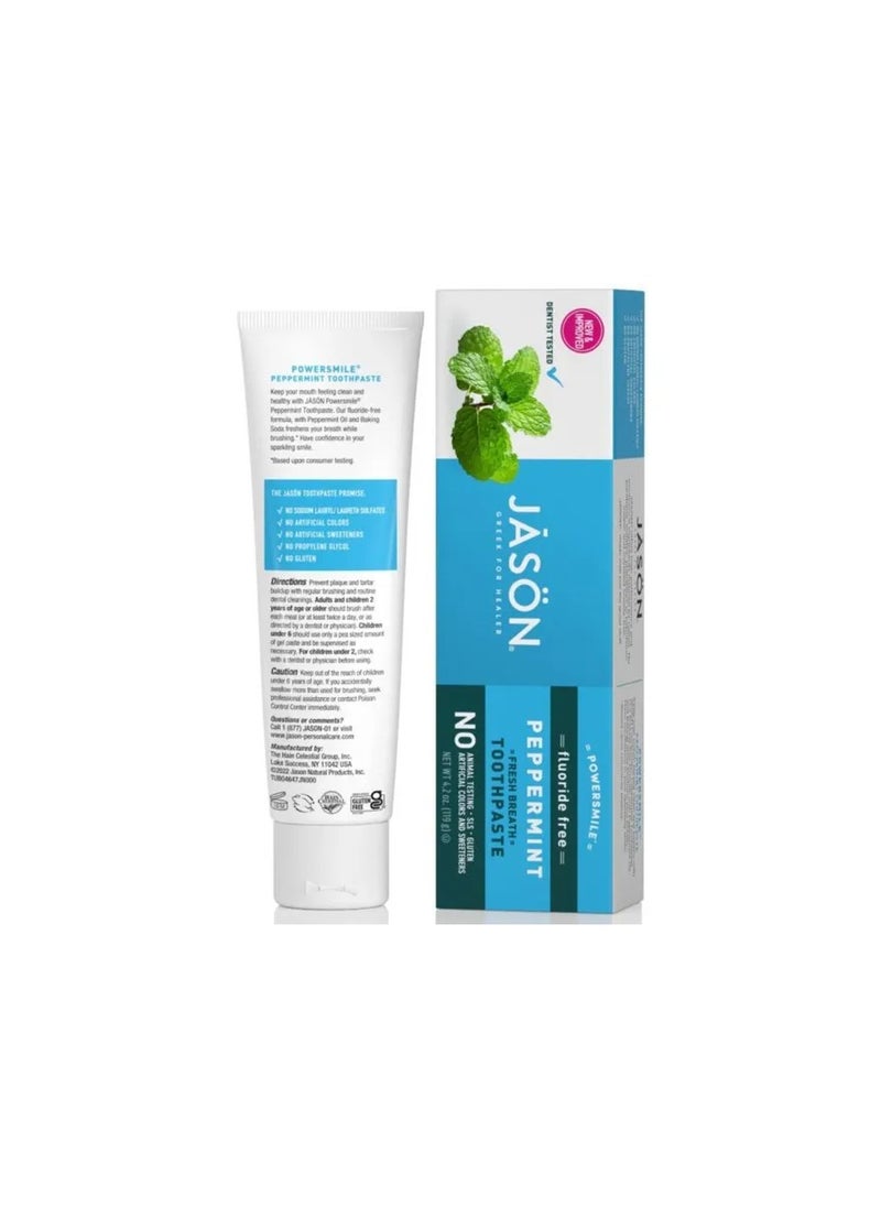 Jason - Powersmile Pappermint Fresh Breath Toothpaste Fluoride Free, 119g - Image 1