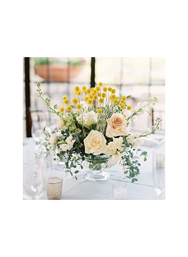The Bros 20 PCS Natural Dried Flowers, Golden Balls Golden Hammer Flowers Dried Flower Bouquet, Floral Bouquet for Flower Arrangement Wedding Home Tall Vase Decoration, Craspedia Billy Balls Flowers - Image 2