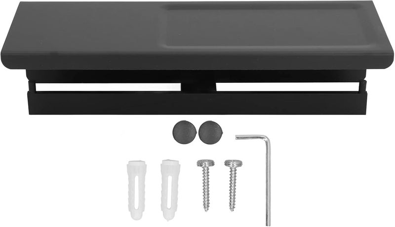 Wall Mount Toilet Paper Holder with Storage Shelf, 2 - in - 1 Bathroom Tissue Holder, Holds Phone and Essentials, for Tile Wood Marble Surfaces, Black - Image 1