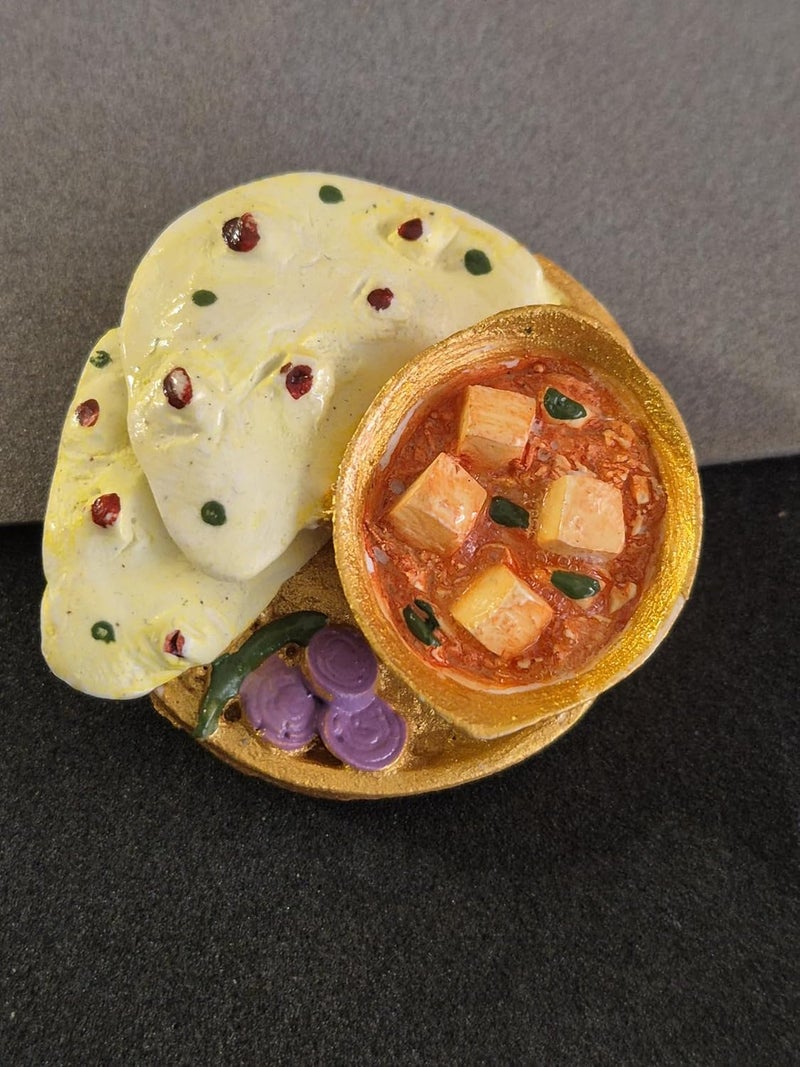 Ethnic Karigari Shahi Paneer with Naan Fridge Magnet Miniature Food 3D Fridge Magnet Best Souvenir Gift 100 Made in India - Image 5