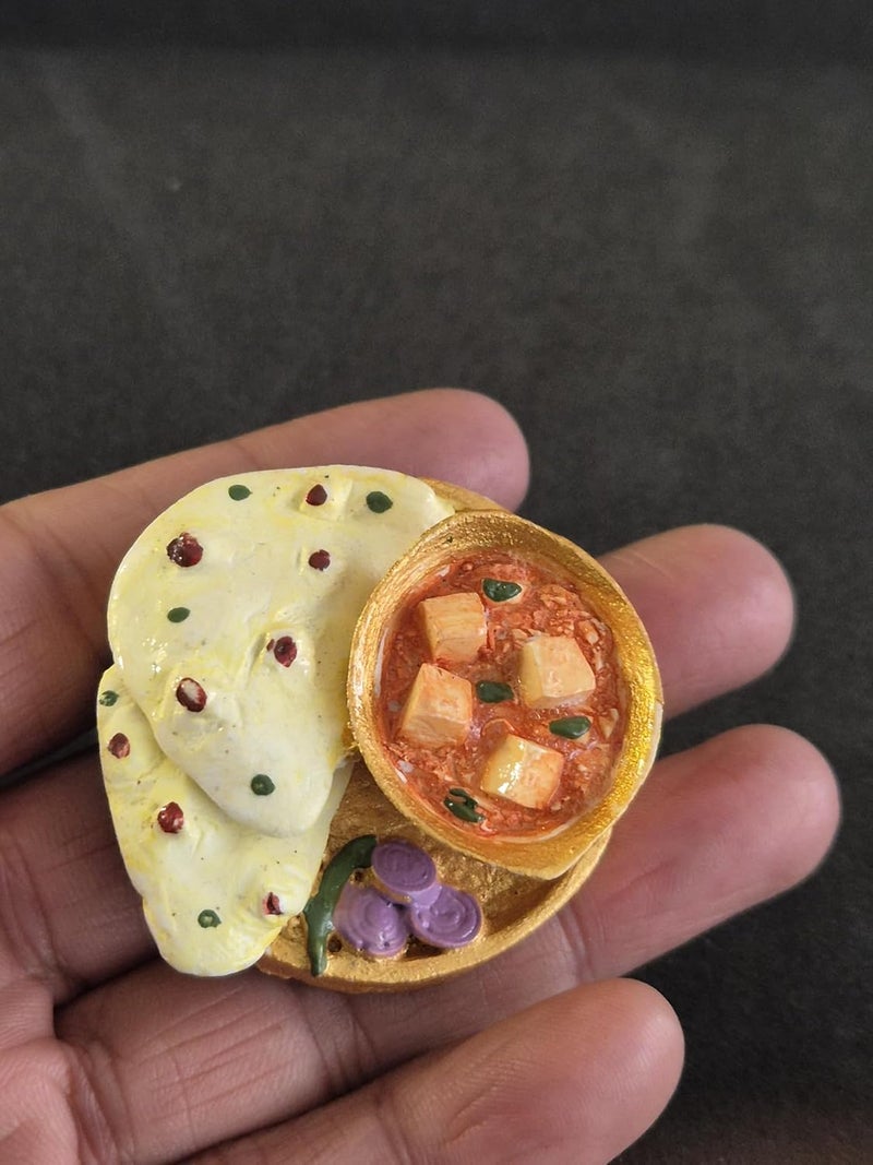 Ethnic Karigari Shahi Paneer with Naan Fridge Magnet Miniature Food 3D Fridge Magnet Best Souvenir Gift 100 Made in India - Image 4