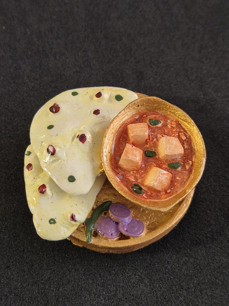 Ethnic Karigari Shahi Paneer with Naan Fridge Magnet Miniature Food 3D Fridge Magnet Best Souvenir Gift 100 Made in India - Image 3