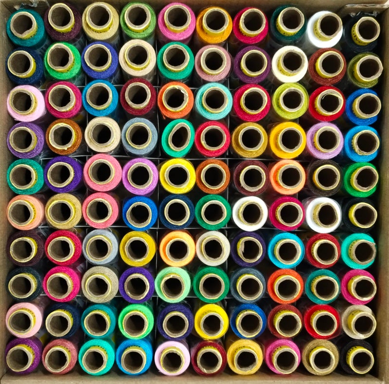DK Threads Sewking Threads 2 PLY Polyester Sewing Thread Assorted Thread Box | Multicolored Thread Spools - 180 Mtr (100 Colours, Set A) - Image 1
