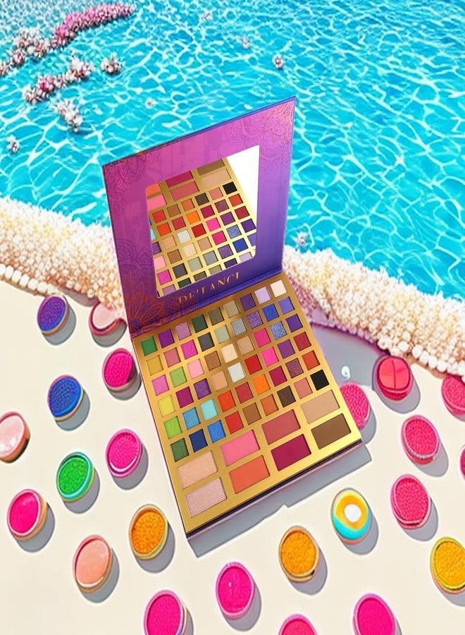 ecofavor DE’LANCI Professional Eyeshadow Makeup Platte,62 Colors Big Colorful Matte Glitter Long Lasting Highly Pigmented Waterproof Eye Shadow Contour Blush Powder Highlighter All in One - Image 2