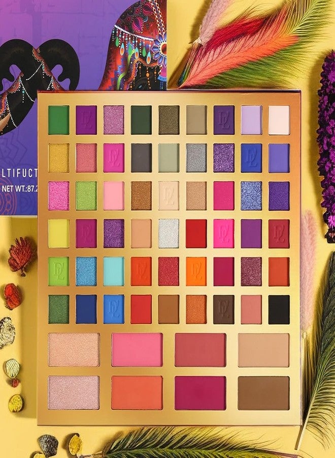 ecofavor DE’LANCI Professional Eyeshadow Makeup Platte,62 Colors Big Colorful Matte Glitter Long Lasting Highly Pigmented Waterproof Eye Shadow Contour Blush Powder Highlighter All in One - Image 1