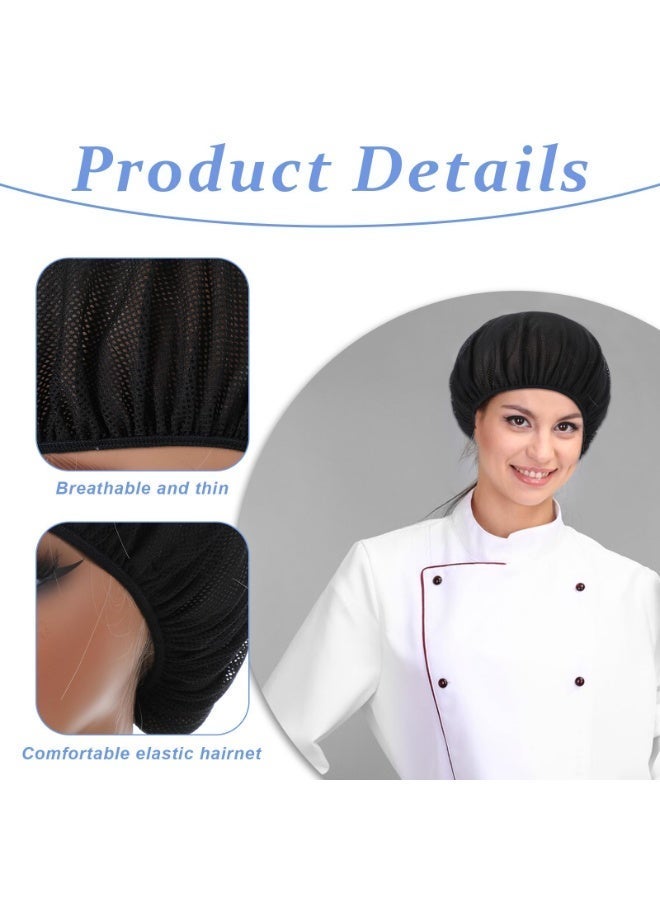 6 Pcs Chef Hat, Unisex Elastic Kitchen Cooking Hat, Food Service Hair Nets Mesh Cap, Black Adjustable Reusable Washable Cooking Chef Cap - Image 3