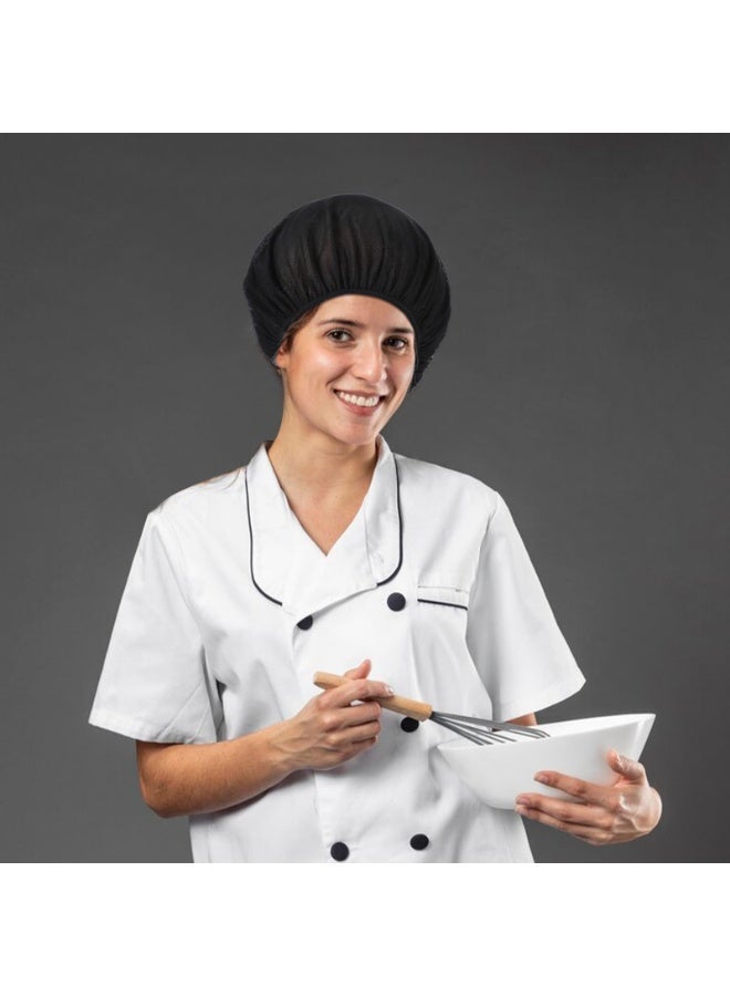6 Pcs Chef Hat, Unisex Elastic Kitchen Cooking Hat, Food Service Hair Nets Mesh Cap, Black Adjustable Reusable Washable Cooking Chef Cap - Image 5