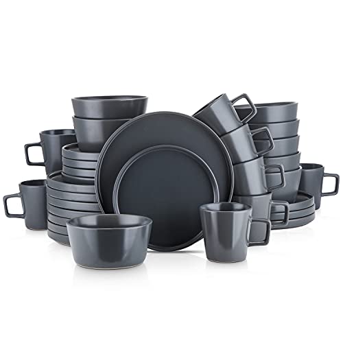 Stone Lain 32 Piece Stoneware Dinnerware Set Service for 8 Gray Matte