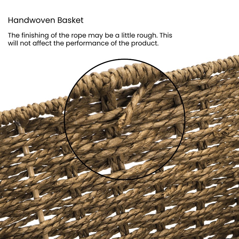 Nagpew 2 Pack Open Front Storage Baskets, Brown Paper Rope Woven Basket with Built-in Handles, 13''W x 10.6''D x 4.7''H Pantry Organzier Bins for Shelf, Bedroom, Living Room, Pantry - Image 4