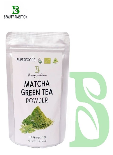 Matcha Green Tea Powder Enriched with Antioxidants and Vitamins to Detoxify, Weight Loss, Metabolism Boost, Anti-Aging, Improved Digestion, Enhanced Brain Function, and Inflammation Reduction 100g