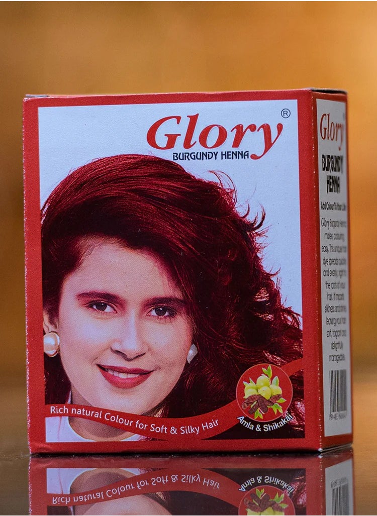 Glory Burgundy henna - a rich natural color for soft and silky hair - 6 small sachets in the package 