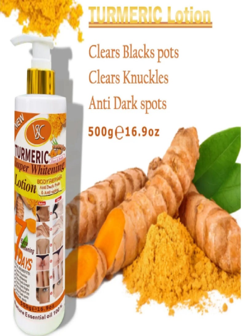 في إس سي لوشن الكركم للعناية بالبشرة كريم تبييض اشراق وتنعيم مرطب مغذي فيتامين C لوشن الجسم 500 مل - Image 2