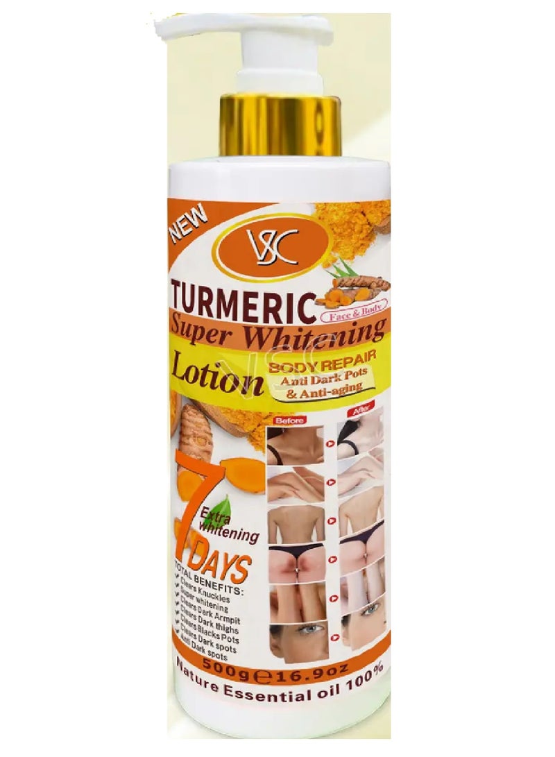 في إس سي لوشن الكركم للعناية بالبشرة كريم تبييض اشراق وتنعيم مرطب مغذي فيتامين C لوشن الجسم 500 مل - Image 3