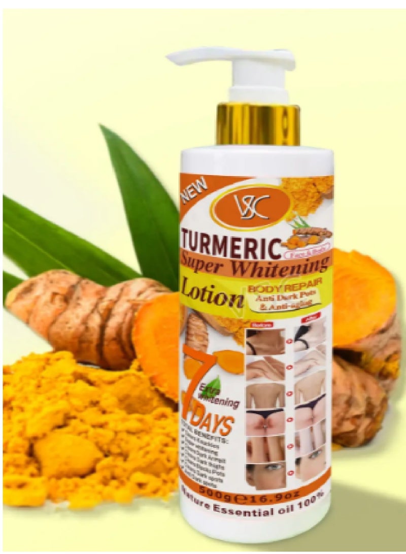 في إس سي لوشن الكركم للعناية بالبشرة كريم تبييض اشراق وتنعيم مرطب مغذي فيتامين C لوشن الجسم 500 مل - Image 1