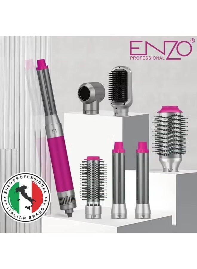 ENZO EN-4133 6-in-1 Electric Hair Styling Tool – Hair Straightener, Curler, Hot Air Brush & One-Step Dryer with Ionic Technology for Salon-Quality Styling at Home | Complimentary Glor Lipstick (Whispering Rose) & Lip Liner (Cremisi) - Image 3