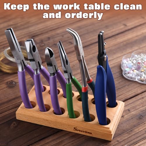 SPEEDWOX Wood Pliers Block Wooden Plier Organizer Hardwood Pliers Holder Plier Rack with 12 Holes for 6 Pliers Stand Tool Storage Box Jewellers - Image 2
