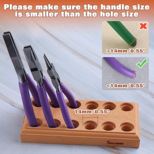 SPEEDWOX Wood Pliers Block Wooden Plier Organizer Hardwood Pliers Holder Plier Rack with 12 Holes for 6 Pliers Stand Tool Storage Box Jewellers - Image 5
