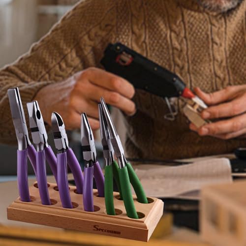SPEEDWOX Wood Pliers Block Wooden Plier Organizer Hardwood Pliers Holder Plier Rack with 12 Holes for 6 Pliers Stand Tool Storage Box Jewellers - Image 4