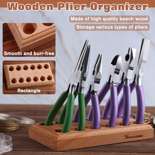 SPEEDWOX Wood Pliers Block Wooden Plier Organizer Hardwood Pliers Holder Plier Rack with 12 Holes for 6 Pliers Stand Tool Storage Box Jewellers - Image 3