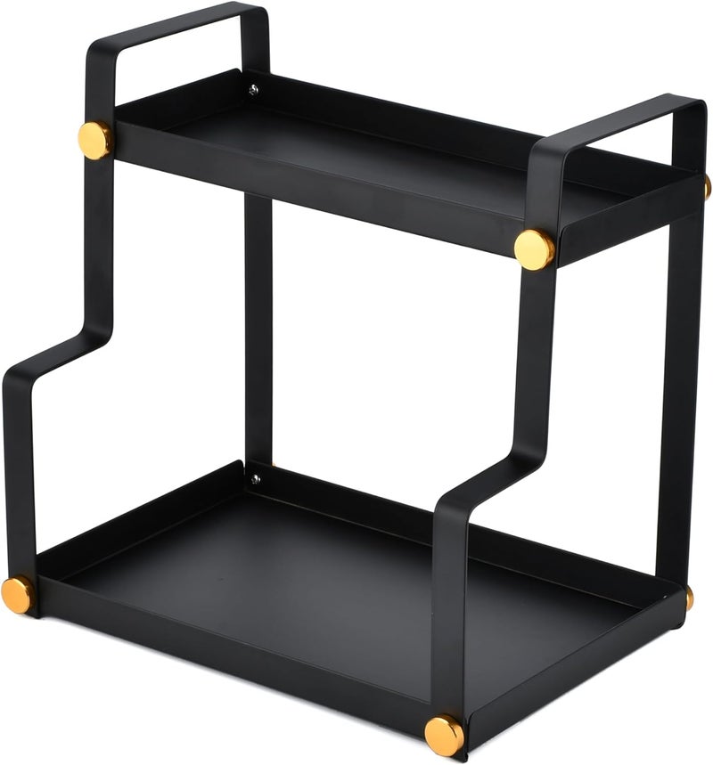 ffk 2 Tier Countertop Organizer, Cosmetic Organizer, Storage Shelf for Cabinet, Countertop, Pantry, Desktop, Ideal for Bathroom, Kitchen, Office (Black) - Image 3