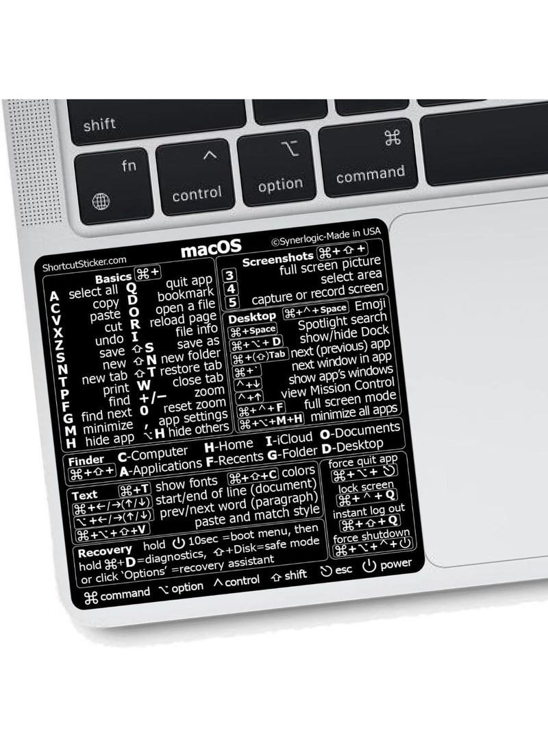 SYOSI Mac-OS Shortcut Stickers, Durable Keyboard Labels for Work, Study, Waterproof Removable Vinyl Decals, Compatible with Mac-Book Air/Pro M1/M2/M3/M4, Easy to Apply and Remove (Black) - Image 1