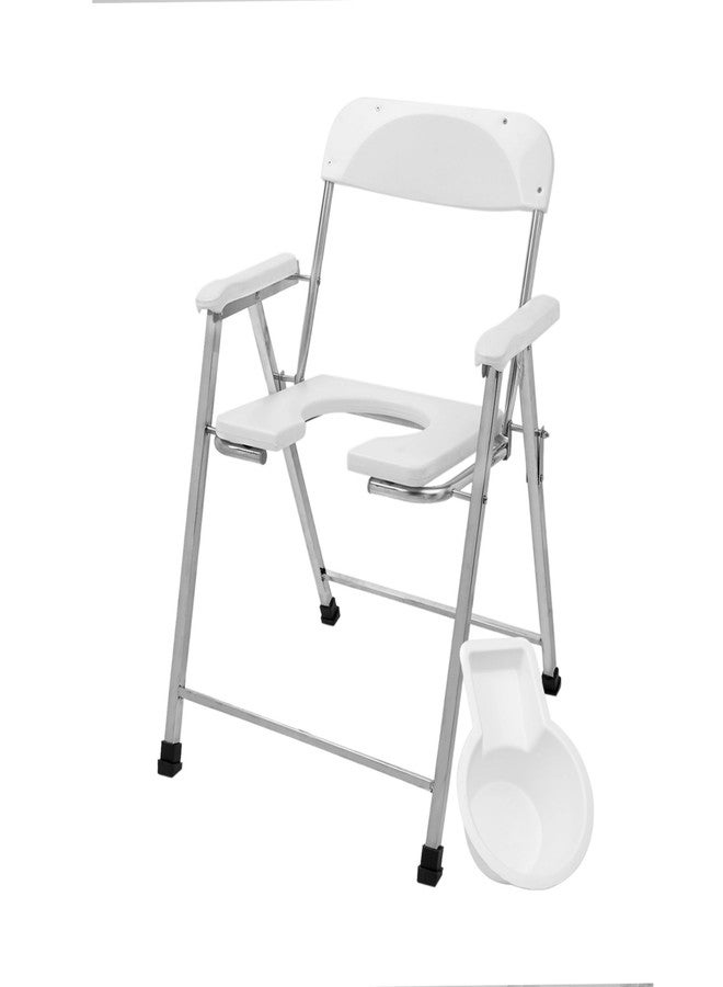 NEOSAFE Premium Folding Stainless Steel Shower Bathing Room Commode Stool Indian Toilet Seat Ideal for Elderly Disabled Men and Pregant Women Support (White) - Image 1