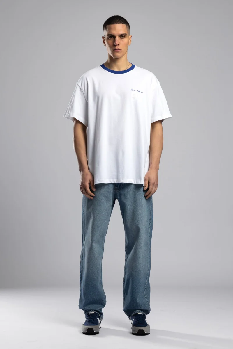 Catch Oversize Contrast Collar Printed T-shirt