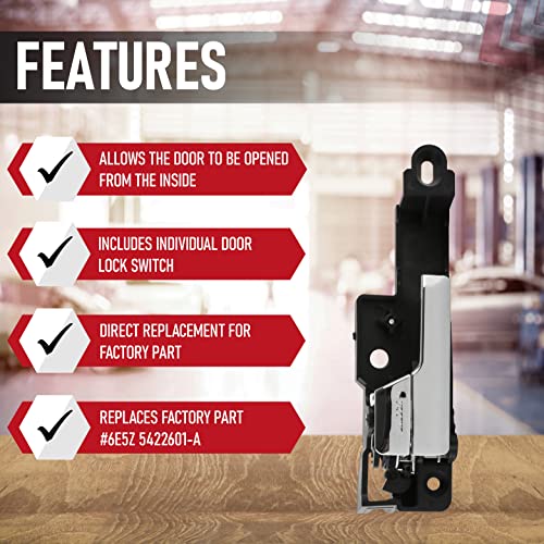 AA Ignition Front Left Interior Door Handle Chrome - Compatible with Ford, Lincoln and Mercury Vehicles - Fusion 2006 - 2012, MKZ 2007 - Zephyr, Milan - Replaces 6E5Z 5422601-A, 81702, 6E5Z5422601A, 92813 - Image 2