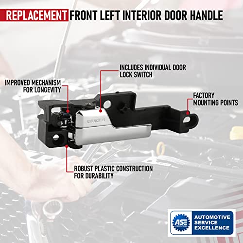 AA Ignition Front Left Interior Door Handle Chrome - Compatible with Ford, Lincoln and Mercury Vehicles - Fusion 2006 - 2012, MKZ 2007 - Zephyr, Milan - Replaces 6E5Z 5422601-A, 81702, 6E5Z5422601A, 92813 - Image 4