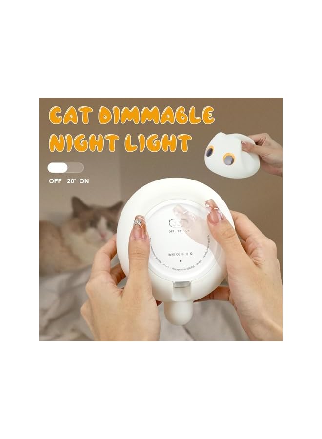 The Bros مصباح قطة بسيطة ذات عيون كبيرة، أضواء قطة لطيفة لليل، مصباح ليلي محمول، مصباح ليلي سيليكون قابل لإعادة الشحن للأطفال، هدايا للأطفال، مصباح ليلي لغرفة النوم، مستويان من السطوع، وظيفة توقيت - Image 3