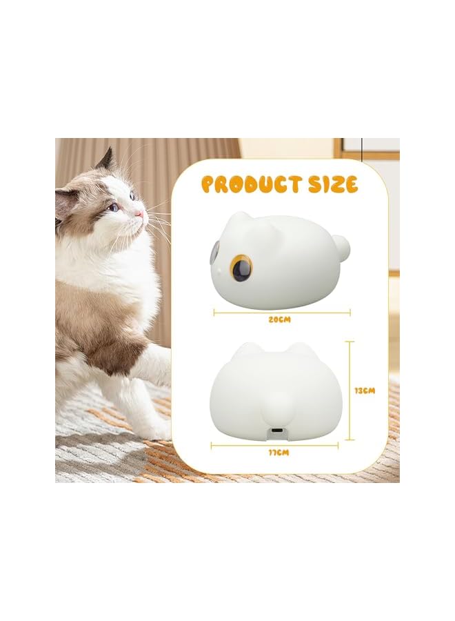 The Bros مصباح قطة بسيطة ذات عيون كبيرة، أضواء قطة لطيفة لليل، مصباح ليلي محمول، مصباح ليلي سيليكون قابل لإعادة الشحن للأطفال، هدايا للأطفال، مصباح ليلي لغرفة النوم، مستويان من السطوع، وظيفة توقيت - Image 4