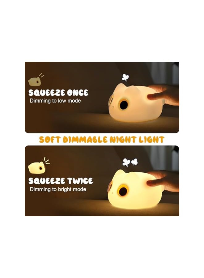 The Bros مصباح قطة بسيطة ذات عيون كبيرة، أضواء قطة لطيفة لليل، مصباح ليلي محمول، مصباح ليلي سيليكون قابل لإعادة الشحن للأطفال، هدايا للأطفال، مصباح ليلي لغرفة النوم، مستويان من السطوع، وظيفة توقيت - Image 2