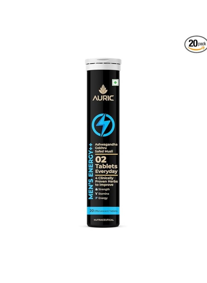 Auric Men S Energy++ 20 Tablets|Ashwagandha, Gokshura, Safed Musli, Fenugreek, L Citrulline And Zinc Blend For Performance Boost|Helps Improve Vitality, Stamina & Strength|Research-Backed Ingredient - Image 2