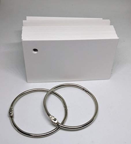 IMPRINT 100 White Blank Flash Cards, Index Cards with 2 Card Rings, Size 2x3 Inch - Image 2