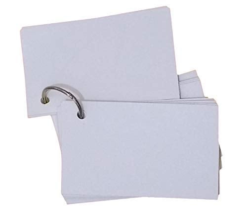 IMPRINT 100 White Blank Flash Cards, Index Cards with 2 Card Rings, Size 2x3 Inch - Image 1