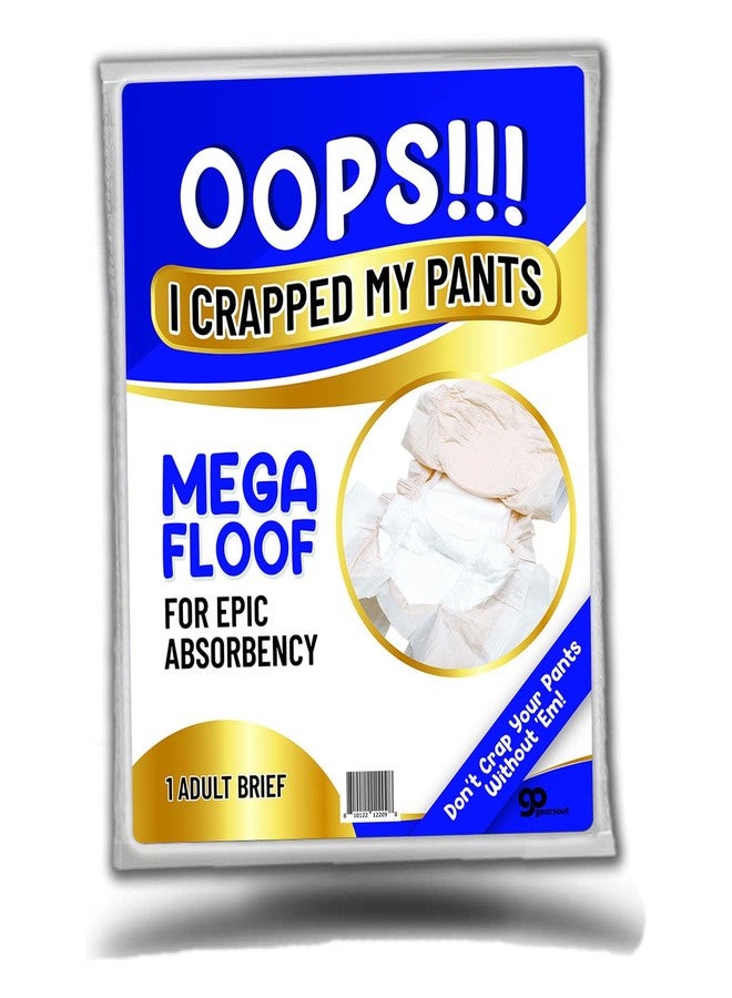 Gears Out Oops Diaper Gag Gift for Adults - Poop Protection System Funny Over-the-Hill Prank Gift for Women and Men, Disposable OSFM OTH White Elephant Ideas Secret Santa - Image 1