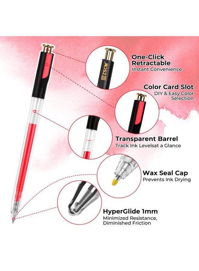 ZSCM Retractable Neon Gel Pens, 7 Colors Large Capacity Ultra Fluorescent Gel Ink Pens for Adult Coloring, 1.0 mm Fine Point Smooth Writing Color Pen for Highlighting Note Taking Aesthetic Art Supplies - Image 2