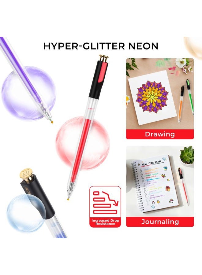 ZSCM Retractable Neon Gel Pens, 7 Colors Large Capacity Ultra Fluorescent Gel Ink Pens for Adult Coloring, 1.0 mm Fine Point Smooth Writing Color Pen for Highlighting Note Taking Aesthetic Art Supplies - Image 5