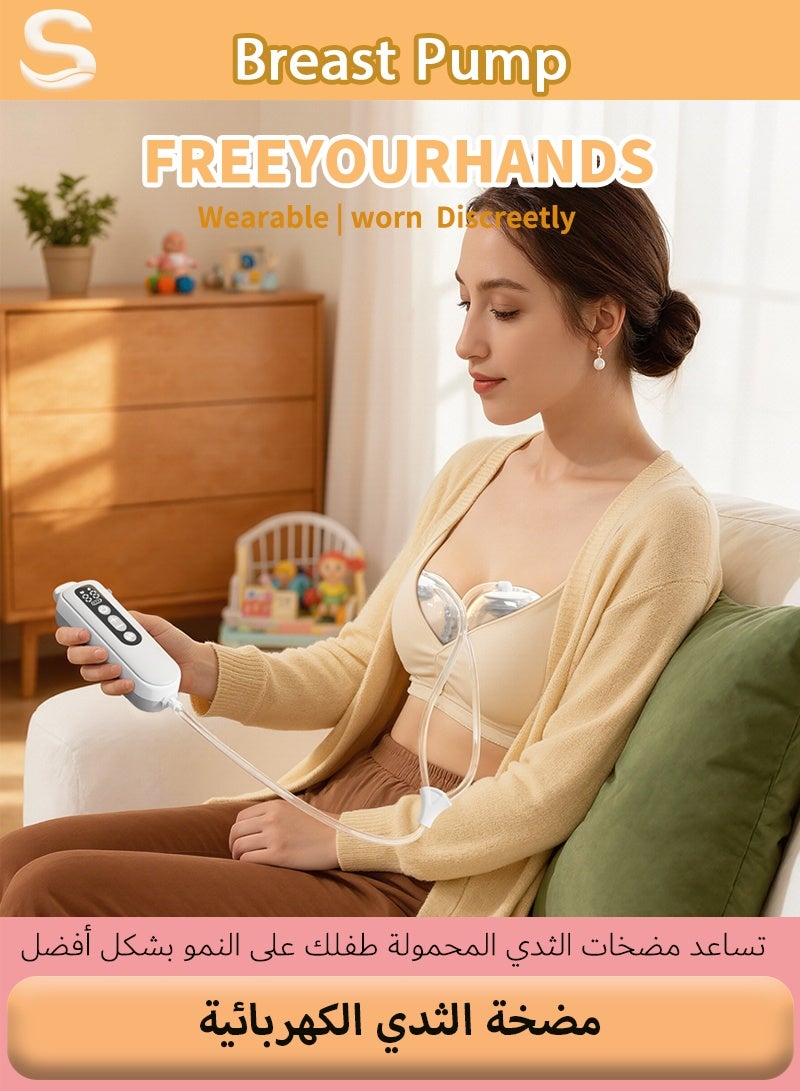Serinovia Hands-Free Wearable Electric Breast Pump, Painless & Ultra Quiet ≤45dB, 1800mAh Long Battery Life, 3 Modes & 9 Suction Levels, with 21/24mm Flanges (2 Pieces), Discreet and Rechargeable - Image 2