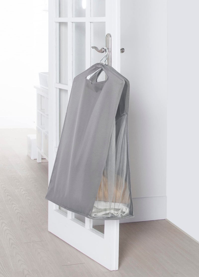 STORAGE MANIAC 2-Pack Hanging Laundry Hamper, Front See-Through Mesh Bag, Slim Basket, Double Hanging Closet Hamper, Narrow Organizer, Grey - Image 5