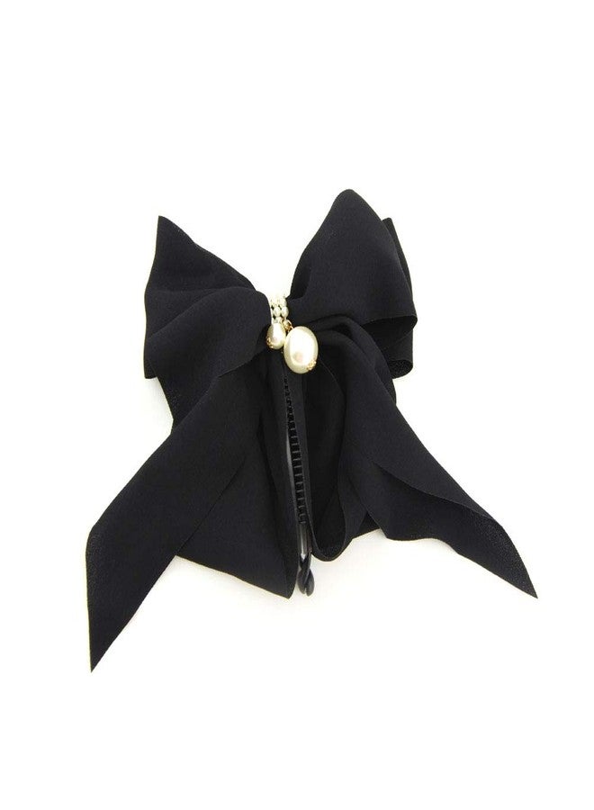 Meilliwish Cloth Pearl Beautiful Banana Hair Clip for Women (H77)(Black) - Image 2