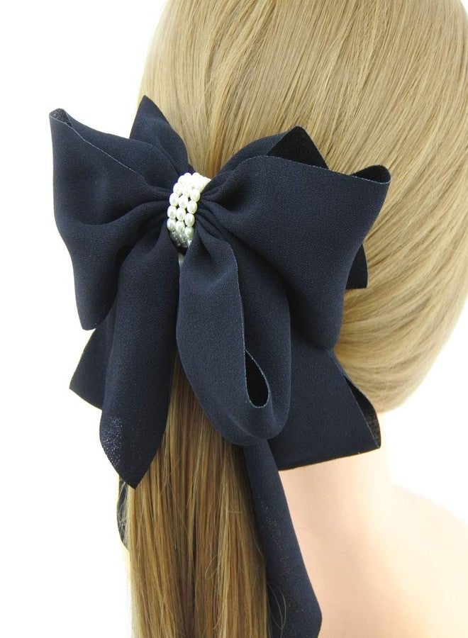 Meilliwish Cloth Pearl Beautiful Banana Hair Clip for Women (H77)(Black) - Image 1