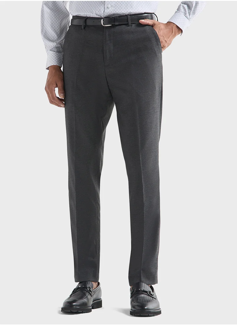 فاف Solid Slim Fit Trousers with Pockets