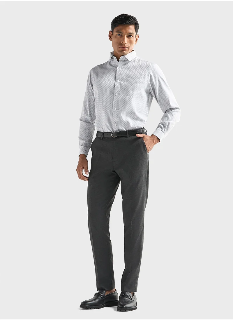 فاف Solid Slim Fit Trousers with Pockets